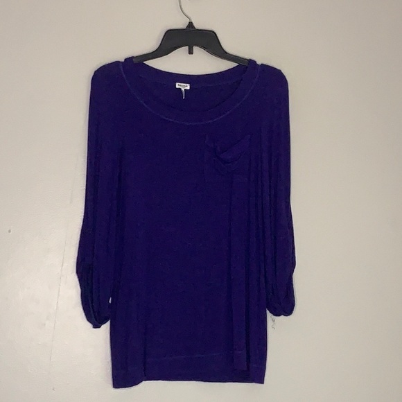 Splendid tab sleeve everyday bounce knit t-shirt purple violet basic xs - Picture 1 of 7